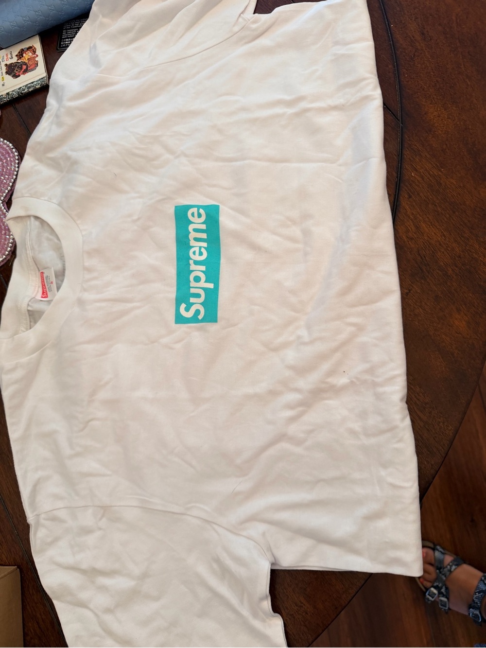 Supreme White Short Sleeve T-Shirt Tiffany